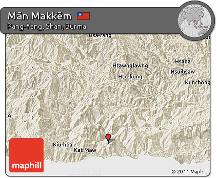 Shaded Relief Panoramic Map of Mān Makkēm