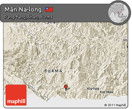 Shaded Relief Panoramic Map of Mān Na-long
