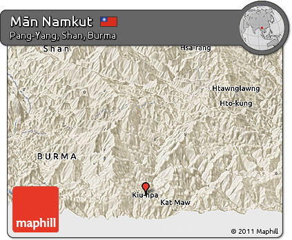 Shaded Relief Panoramic Map of Mān Namkut