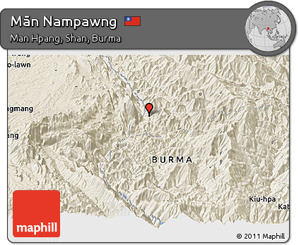 Shaded Relief Panoramic Map of Mān Nampawng