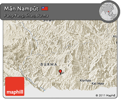 Shaded Relief Panoramic Map of Mān Nampūt