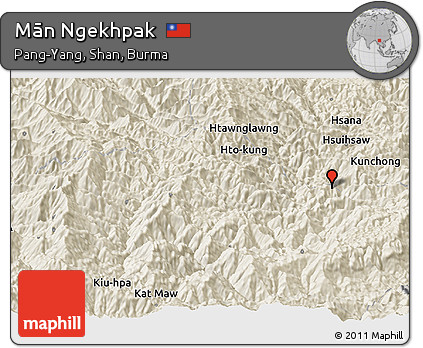 Shaded Relief Panoramic Map of Mān Ngekhpak