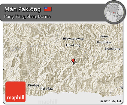 Shaded Relief Panoramic Map of Mān Paklōng