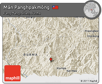 Shaded Relief Panoramic Map of Mān Panghpakmōng