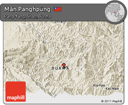 Shaded Relief Panoramic Map of Mān Panghpüng