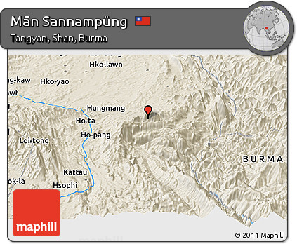 Shaded Relief Panoramic Map of Mān Sannampüng