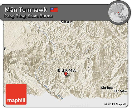 Shaded Relief Panoramic Map of Mān Tumnawk