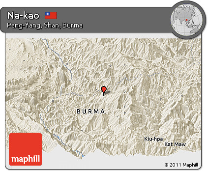 Shaded Relief Panoramic Map of Na-kao
