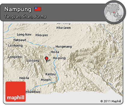 Shaded Relief Panoramic Map of Nampung