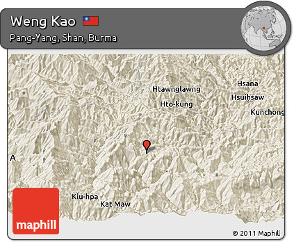 Shaded Relief Panoramic Map of Weng Kao