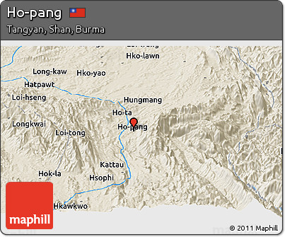 Shaded Relief Panoramic Map of Ho-pang