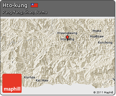 Shaded Relief Panoramic Map of Hto-kung