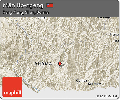 Shaded Relief Panoramic Map of Mān Ho-ngeng