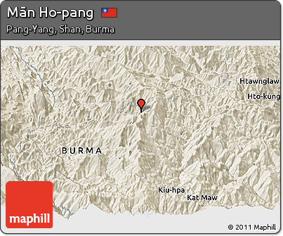 Shaded Relief Panoramic Map of Mān Ho-pang