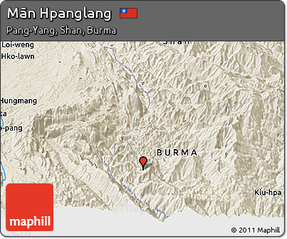 Shaded Relief Panoramic Map of Mān Hpanglang