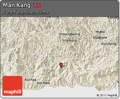 Shaded Relief Panoramic Map of Mān Kang