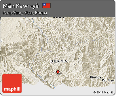 Shaded Relief Panoramic Map of Mān Kawn-yè
