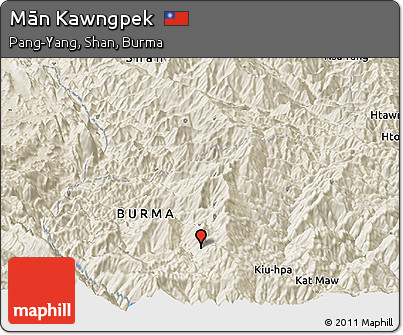 Shaded Relief Panoramic Map of Mān Kawngpek