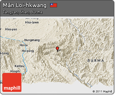 Shaded Relief Panoramic Map of Mān Loi-hkwang