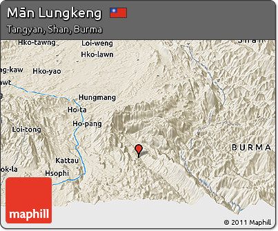 Shaded Relief Panoramic Map of Mān Lungkeng