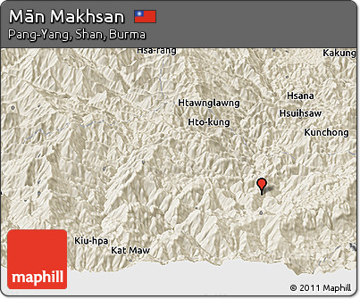 Shaded Relief Panoramic Map of Mān Makhsan