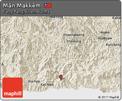 Shaded Relief Panoramic Map of Mān Makkēm
