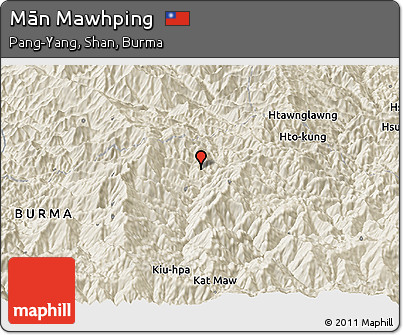 Shaded Relief Panoramic Map of Mān Mawhping