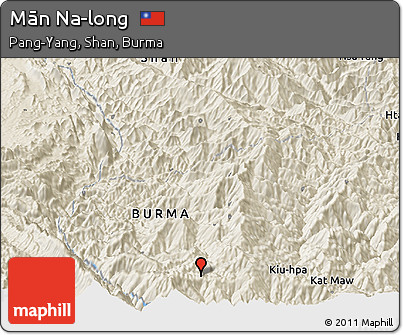 Shaded Relief Panoramic Map of Mān Na-long