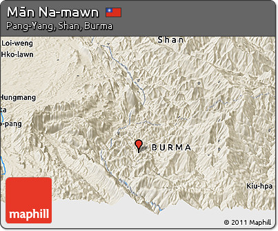 Shaded Relief Panoramic Map of Mān Na-mawn