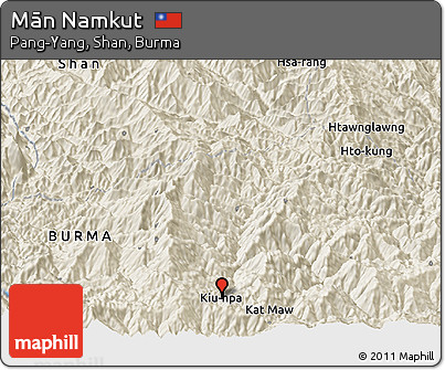 Shaded Relief Panoramic Map of Mān Namkut