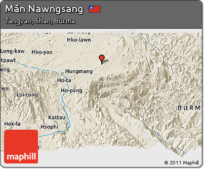 Shaded Relief Panoramic Map of Mān Nawngsang