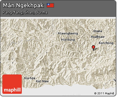 Shaded Relief Panoramic Map of Mān Ngekhpak