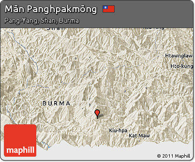 Shaded Relief Panoramic Map of Mān Panghpakmōng