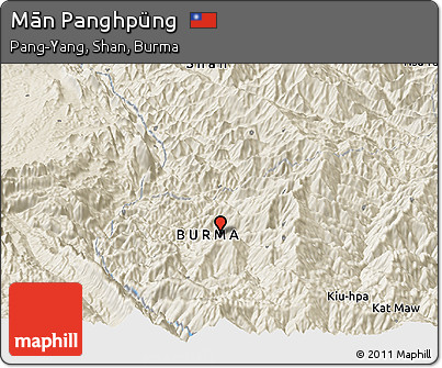 Shaded Relief Panoramic Map of Mān Panghpüng