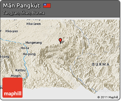 Shaded Relief Panoramic Map of Mān Pangküt