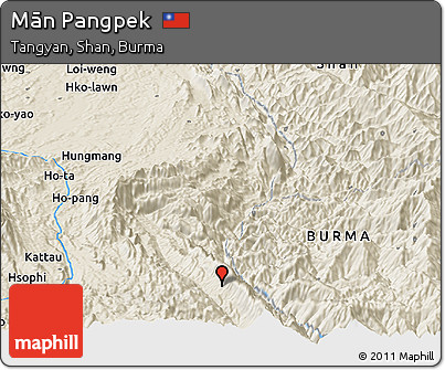 Shaded Relief Panoramic Map of Mān Pangpek
