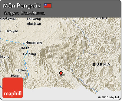 Shaded Relief Panoramic Map of Mān Pangsük