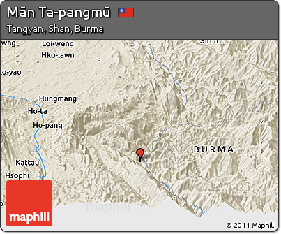 Shaded Relief Panoramic Map of Mān Ta-pangmū