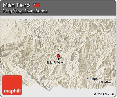 Shaded Relief Panoramic Map of Mān Ta-rō