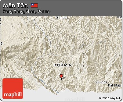 Shaded Relief Panoramic Map of Mān Tōn