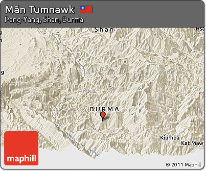 Shaded Relief Panoramic Map of Mān Tumnawk