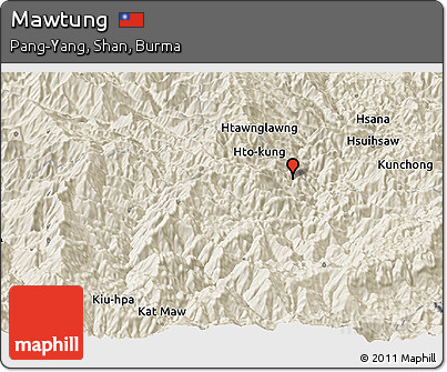 Shaded Relief Panoramic Map of Mawtung