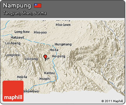 Shaded Relief Panoramic Map of Nampung