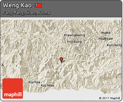 Shaded Relief Panoramic Map of Weng Kao