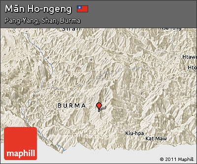 Shaded Relief Panoramic Map of Mān Ho-ngeng