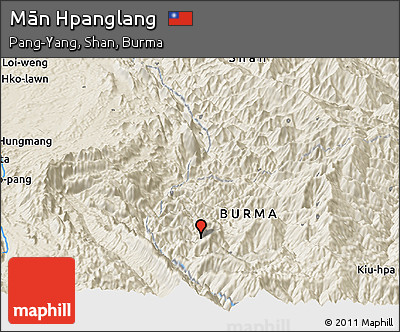 Shaded Relief Panoramic Map of Mān Hpanglang