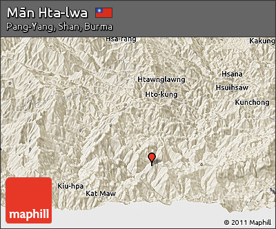 Shaded Relief Panoramic Map of Mān Hta-lwa