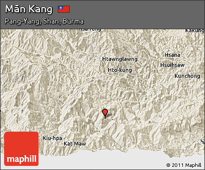 Shaded Relief Panoramic Map of Mān Kang