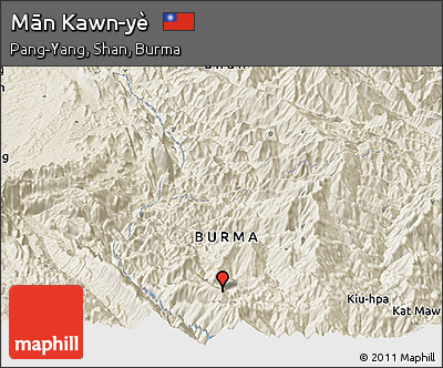 Shaded Relief Panoramic Map of Mān Kawn-yè