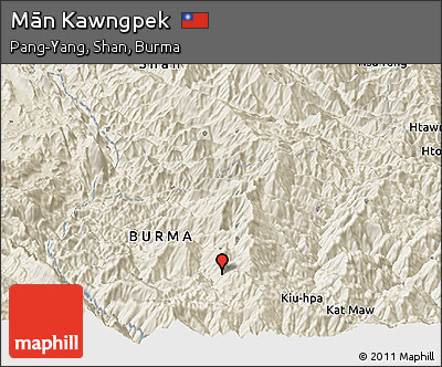 Shaded Relief Panoramic Map of Mān Kawngpek